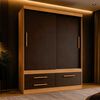 Closet Yardas Emilia 2 Puertas 3 Cajones Titanio