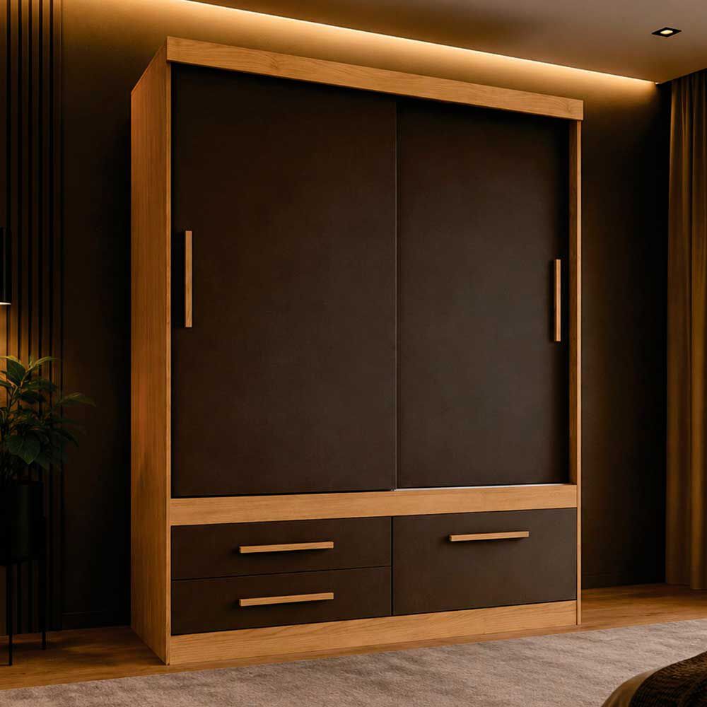 Closet Yardas Emilia 2 Puertas 3 Cajones Titanio
