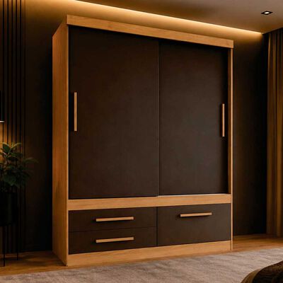 Closet Yardas Emilia 2 Puertas 3 Cajones Titanio