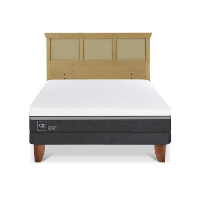 Cama Europea CIC 2 Plazas Ortopedic Advance + Respaldo Torino Mostaza