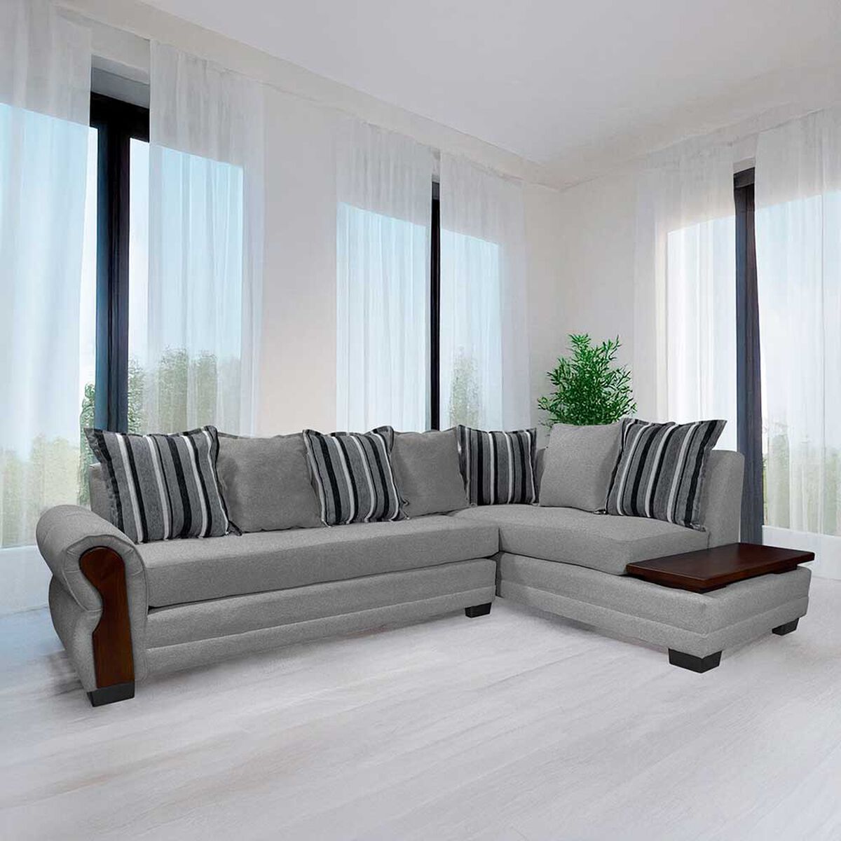 Sofá Seccional Living Factory Dakota 6 Cuerpos Gris