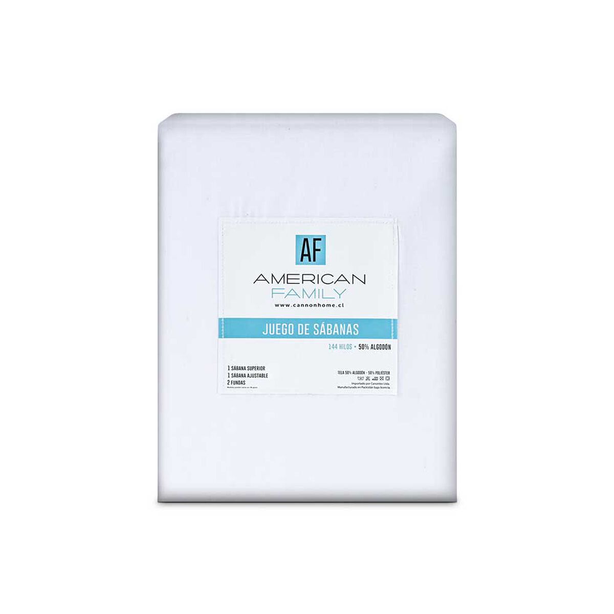 Juego de S&aacute;banas American Family King 144 Hilos Liso Blanco