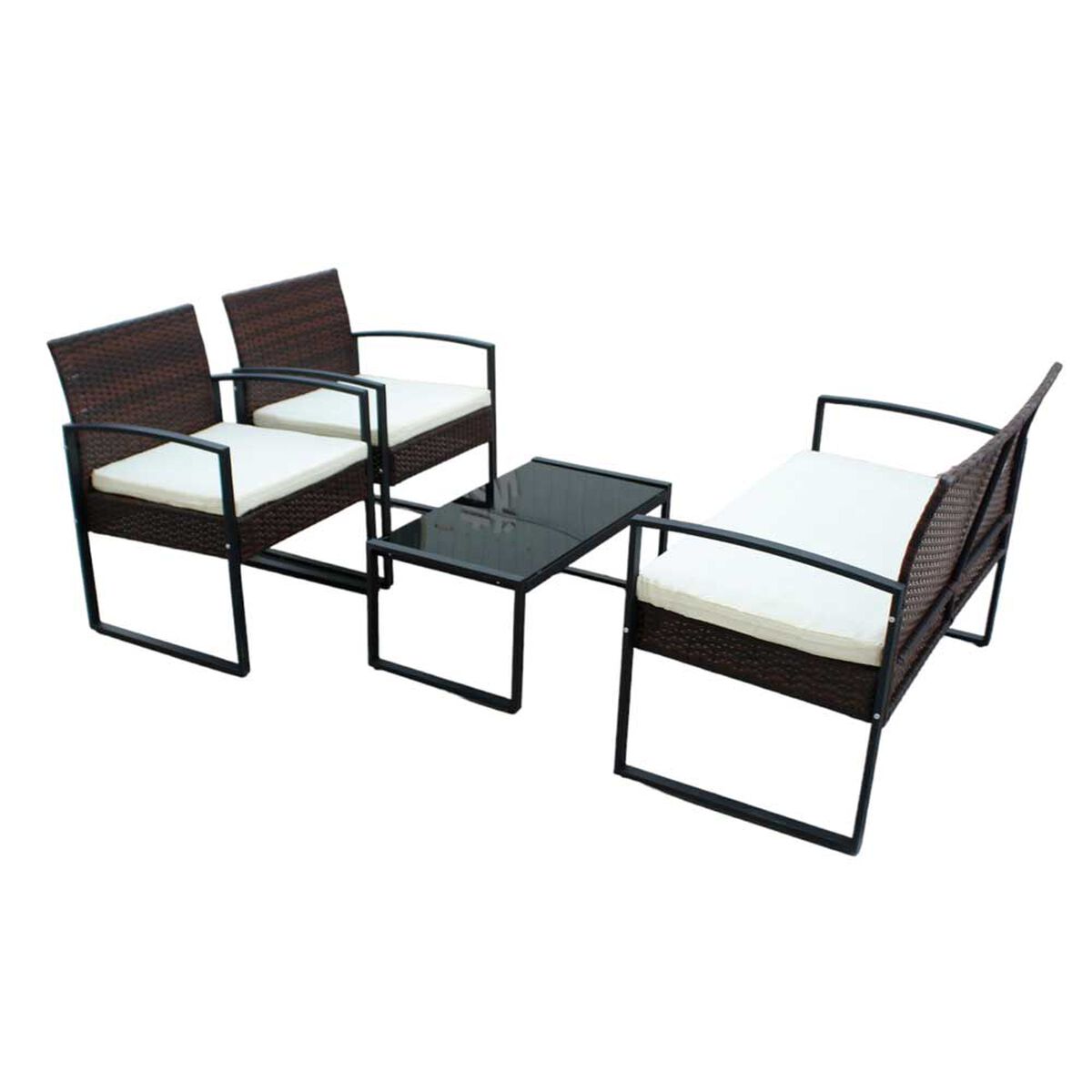 Juego de Living para Terraza Casanova Greta Sofá 2 Cuerpos + Dos Sillones 1 Cuerpo + Mesa de Centro Café