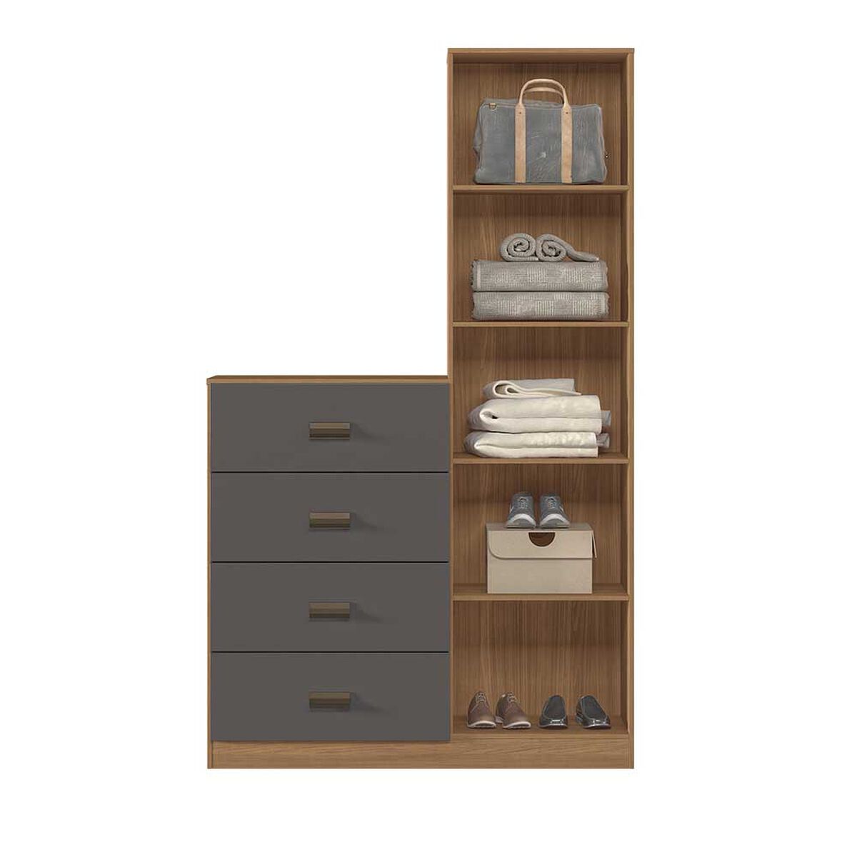 Cómoda Onessta Estilo 4 Cajones 1 Puerta Jatova Grafito