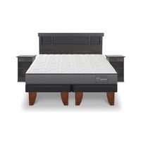 Cama Europea CIC Base Dividida King Anatomic + Respaldo + 2 Veladores Dublin