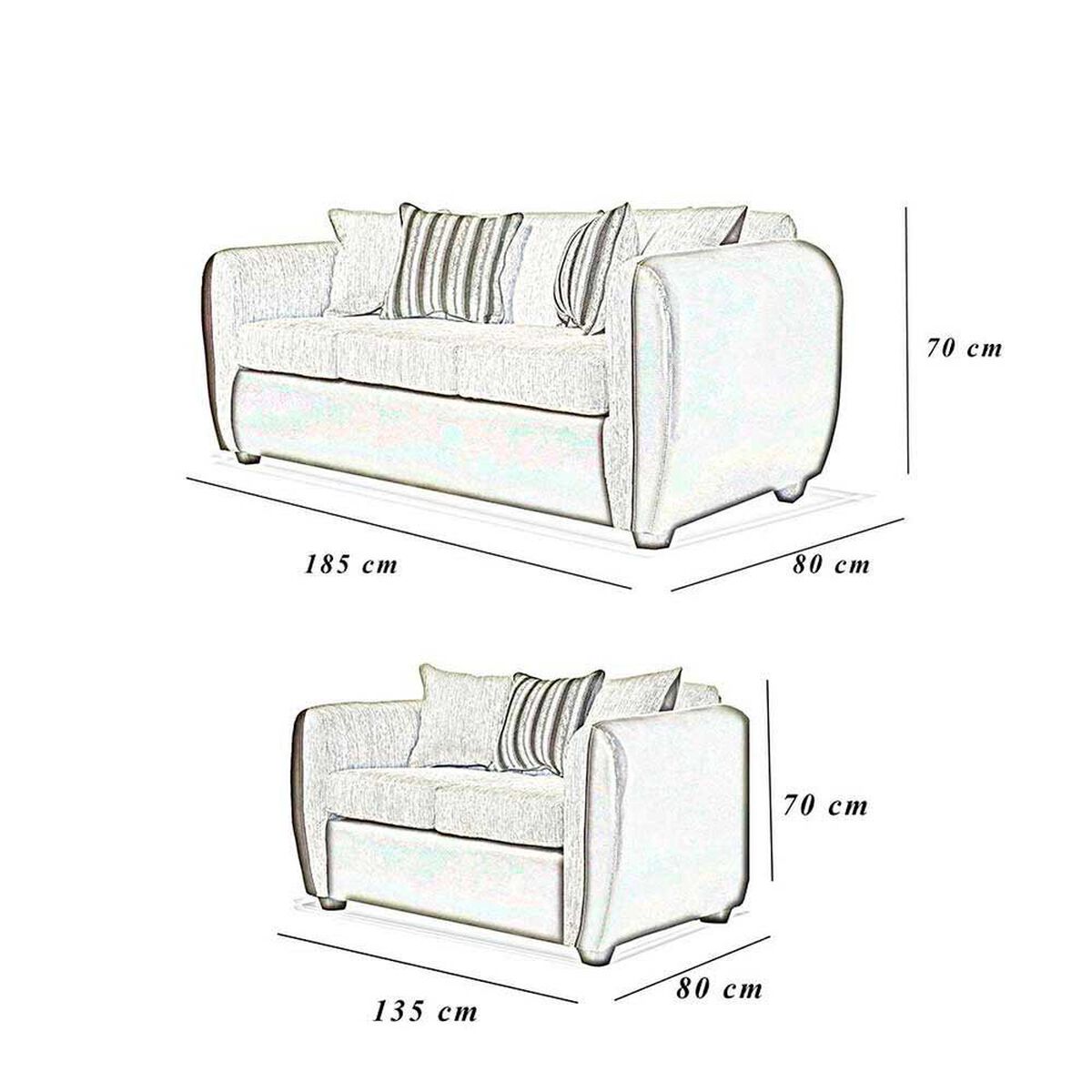 Juego de Living Elegant Detail Oklahoma Sof&aacute; 3 Cuerpos + Sof&aacute; 2 Cuerpos Gris Plata