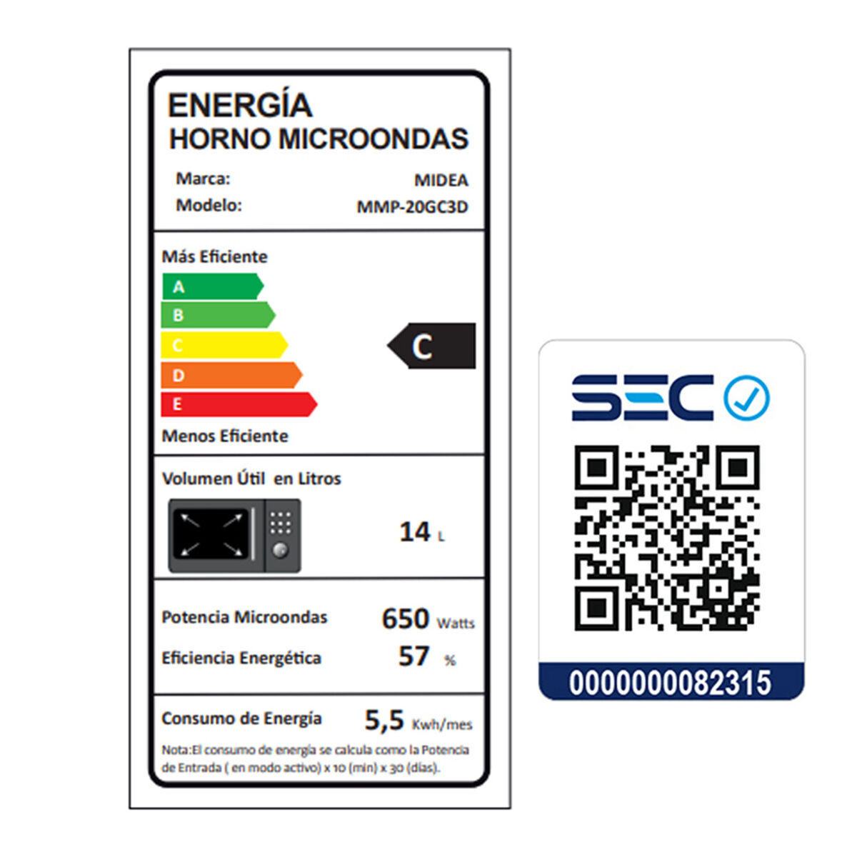 Microondas Midea MMP-20GC3D 20 lts.