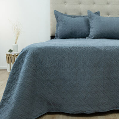 Quilt Doral 2,5 Plazas Lumi Velvety Gris Oscuro