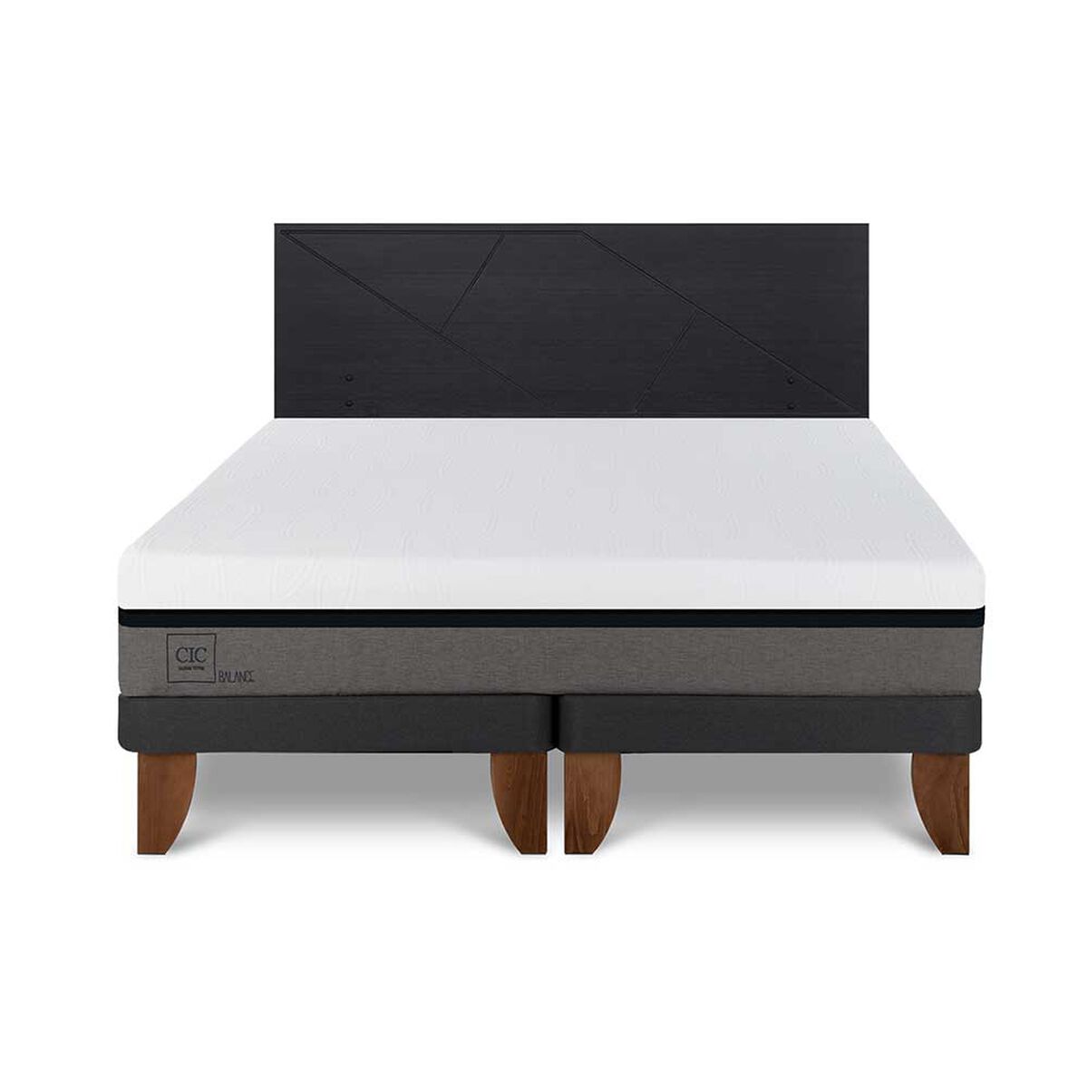 Cama Europea CIC Base Dividida 2 Plazas Balance + Respaldo Villarrica Negro