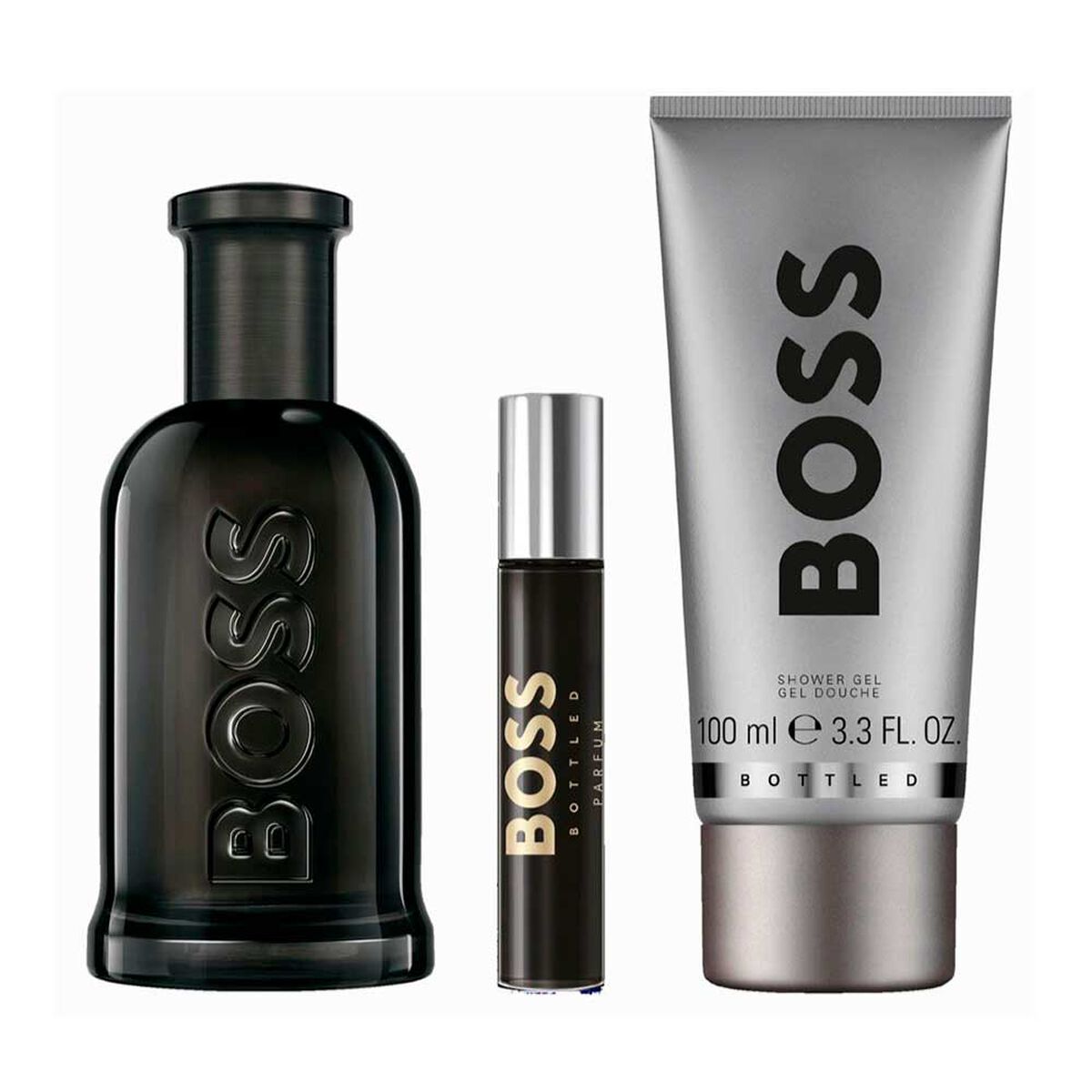 Set Hugos Boss Hombre Bottled Parfum 100 ml + Pen Spray 10 ml + Shower Gel 100 ml