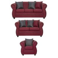 Juego de Living Black Factory Emili 6 Cuerpos Burdeo