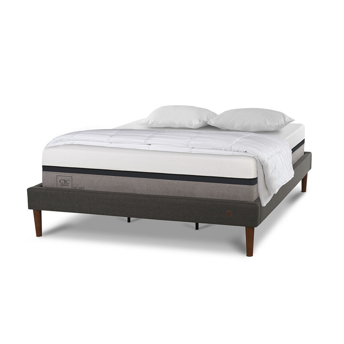 Cama Europea CIC Curve King Balance + Almohadas + Plum&oacute;n
