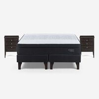 Cama Europea Rosen Base Dividida 2 Plazas Tempo + 2 Veladores Issey Grafito