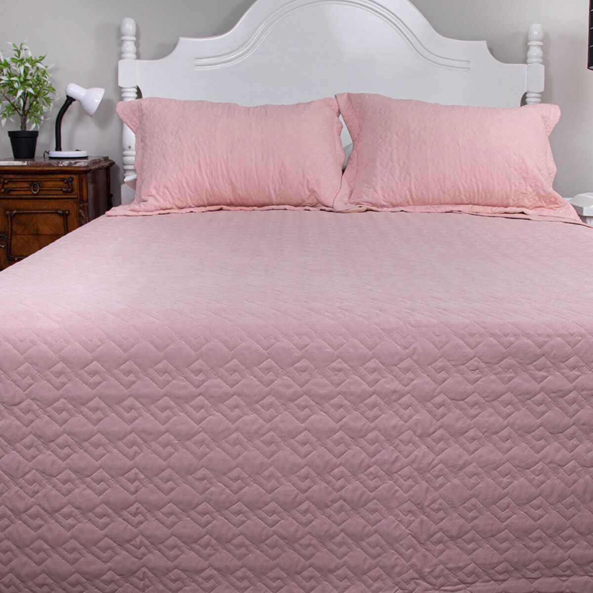 Quilt Doral King Rosa Pastel  Velvety