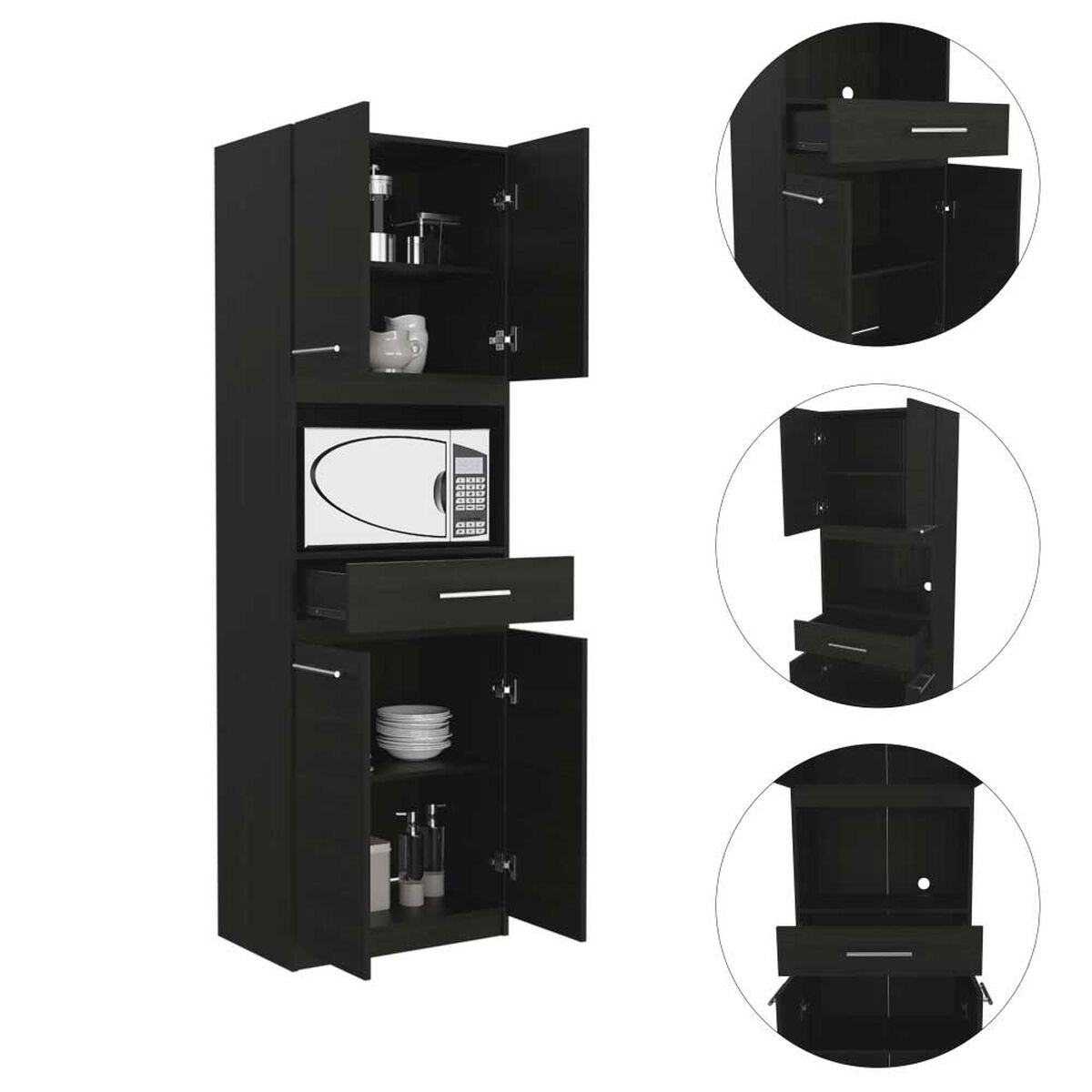 Mueble para Microondas TuHome Manchester 3 Puertas 1 Cajón Wengue