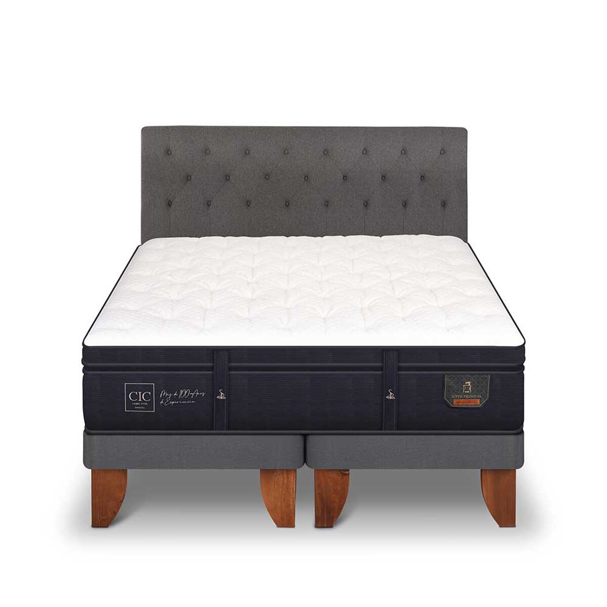 Cama Europea CIC Base Dividida King S&uacute;per Premium + Respaldo Kavery