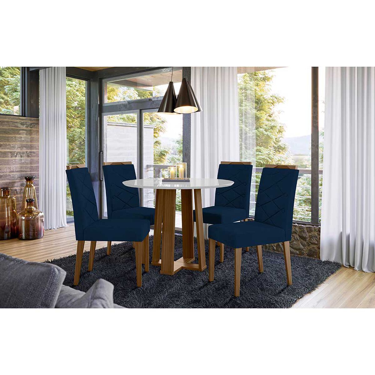 Juego de Comedor Jdo & Design Isabella 4 Sillas Azul
