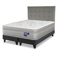 Cama Europea Flex 2 Plazas Paradise + Respaldo Design Gris