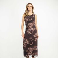 Vestido Maxi Estampado Sin Mangas Mujer Zibel Cafe