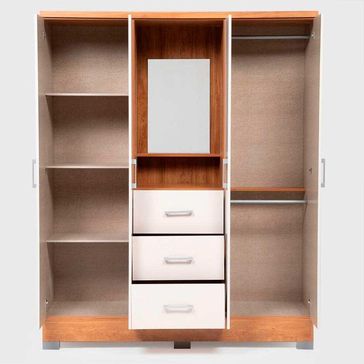 Cl&oacute;set con Tocador y Espejo Roca Olivia 4 Puertas 3 Cajones Vainilla