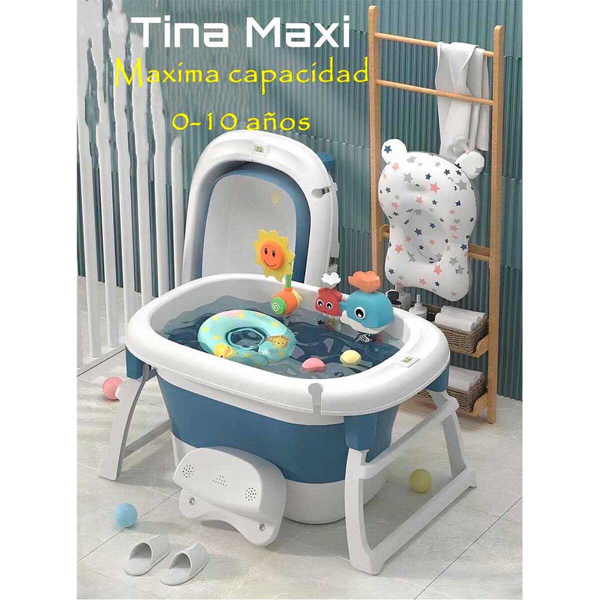 Bañera con Cojin Termómetro y más Accesorios Verde Lubabycas
