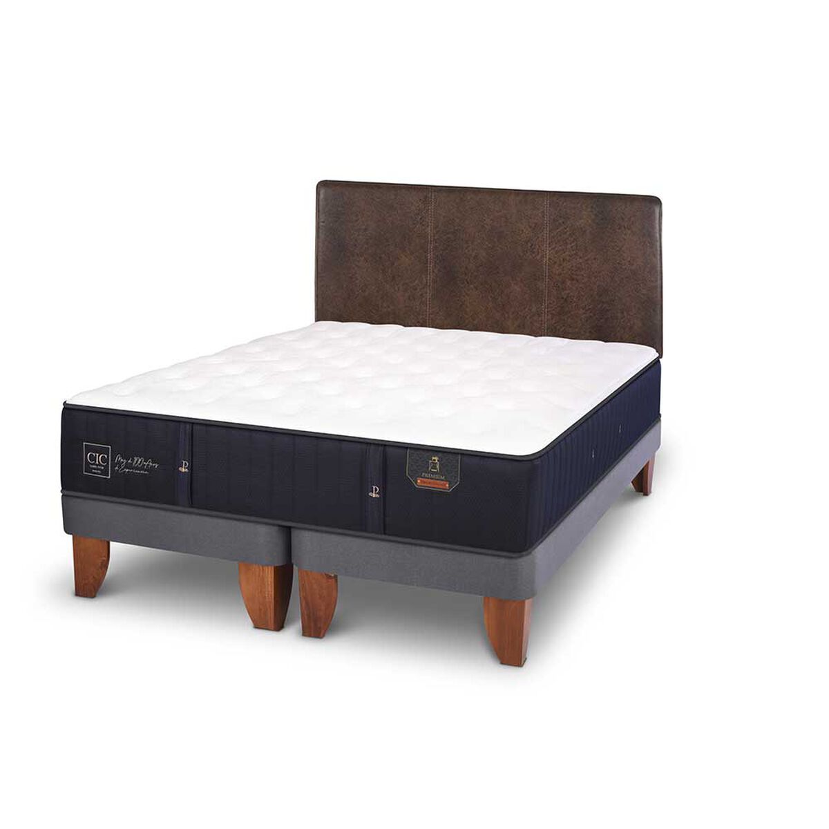 Cama Europea CIC Base Dividida 2 Plazas Premium + Respaldo