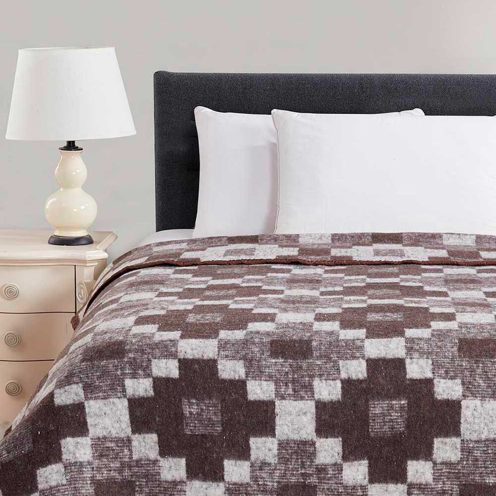 Frazada Jacquard Illusions 1,5 Plazas Café