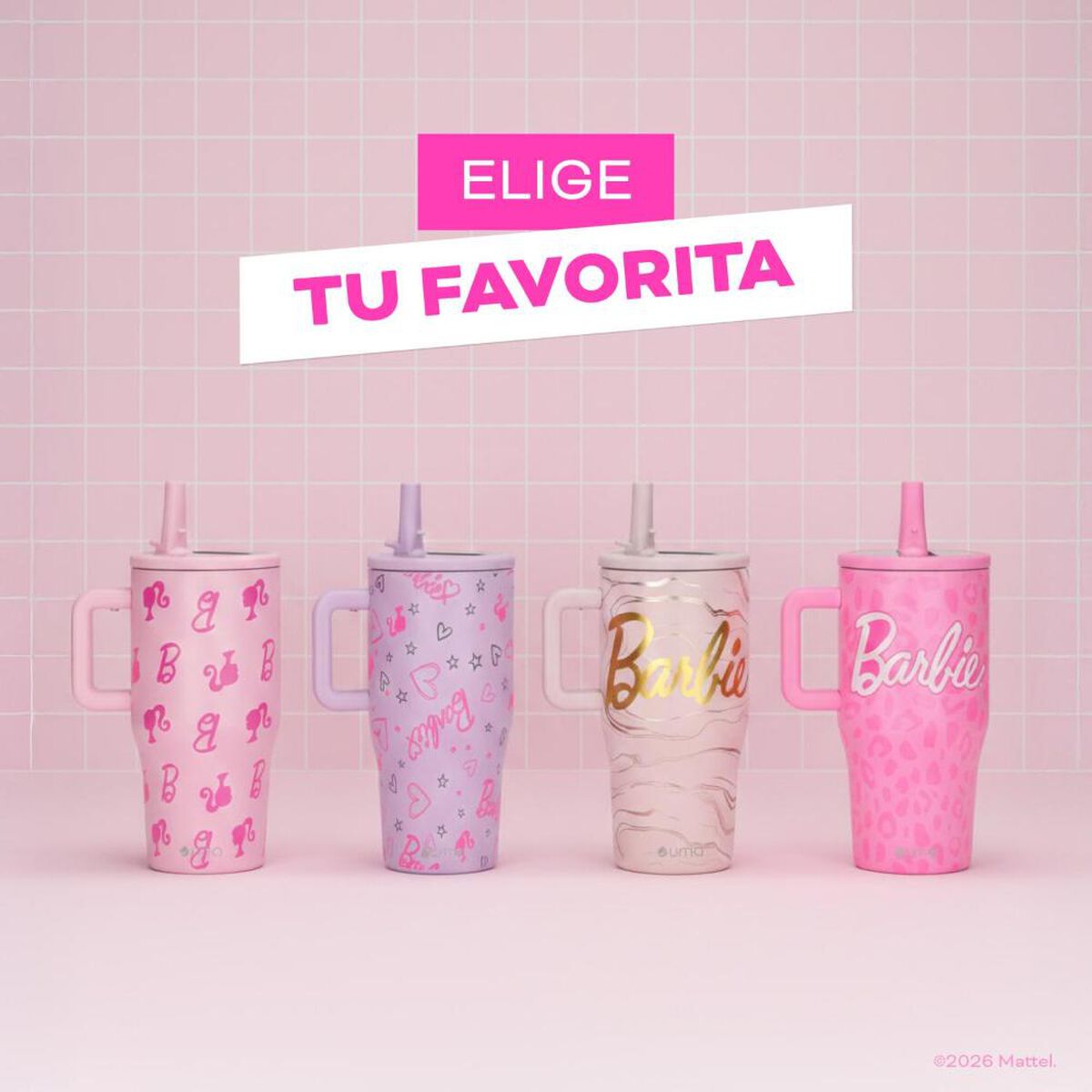 Vaso T&eacute;rmico UMA Barbie Print 590ml Acero Inox Rosa
