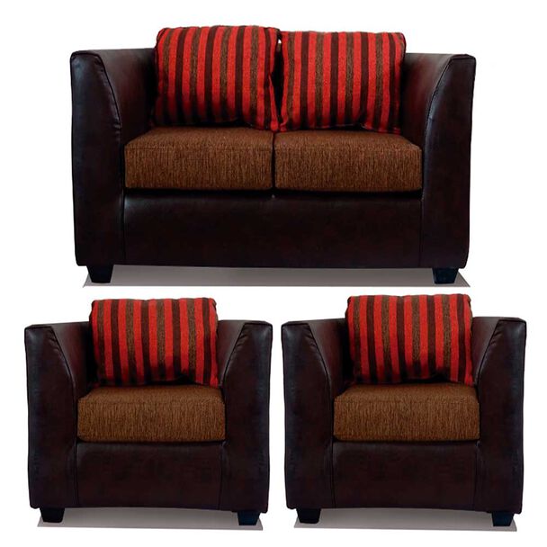 Juego de Living Elegant Detail Valentino Sofá 2 Cuerpos + Dos Sillones 1 Cuerpo Café