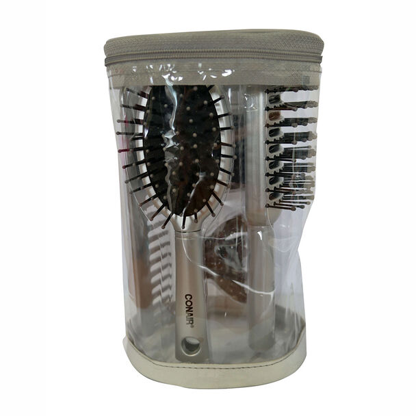 Set de Dos Cepillos, Un Peine, 12 Elásticos y Clip de Agarre