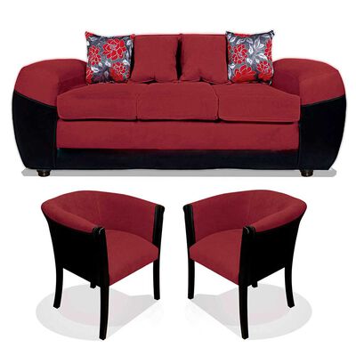 Imagen 1 del producto Juego de Living Elegant Detail Houston Sofá 3 Cuerpos + Dos Sitiales Rojo