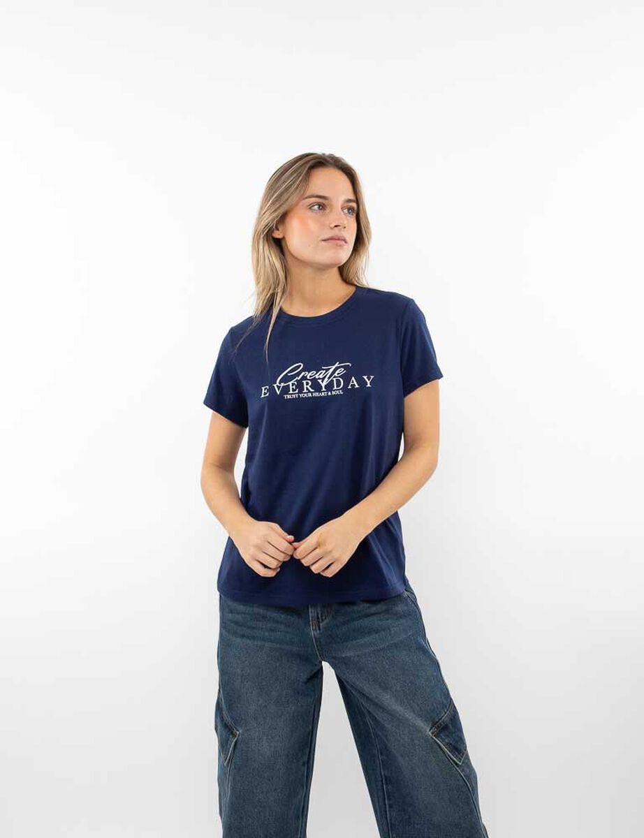 Polera Con Estampado Manga Corta Mujer Icono