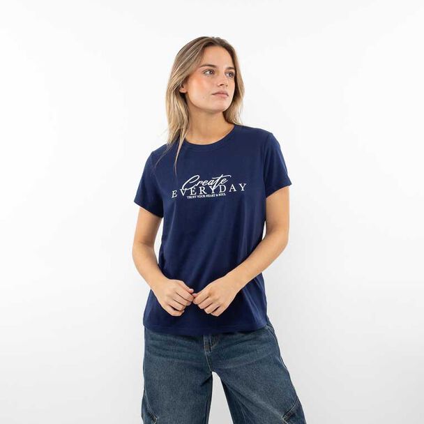 Polera Con Estampado Manga Corta Mujer Icono