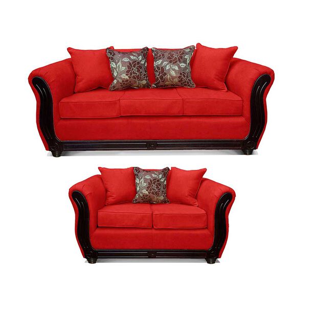 Juego de Living Elegant Detail Girona Sofá 3 Cuerpos + Sofá 2 Cuerpos Rojo