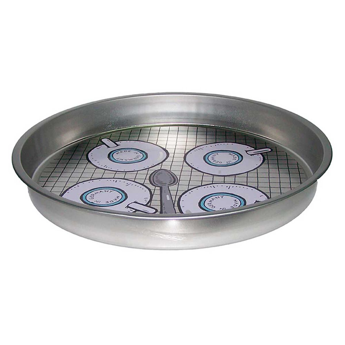 Bandeja Metal Vgo Estampada Circular 33 cm Café