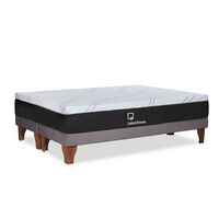Cama Europea Latam Home Base Dividida Súper King Zen Top Spring Hybrid Velvet Gris