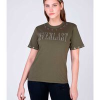 Polera Manga Corta Mujer Casual Sport Everlast Army, Negro, White