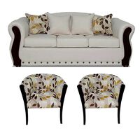 Juego de Living Elegant Detail Bartolucci Sofá 3 Cuerpos + Dos Sillones 1 Cuerpo Azul