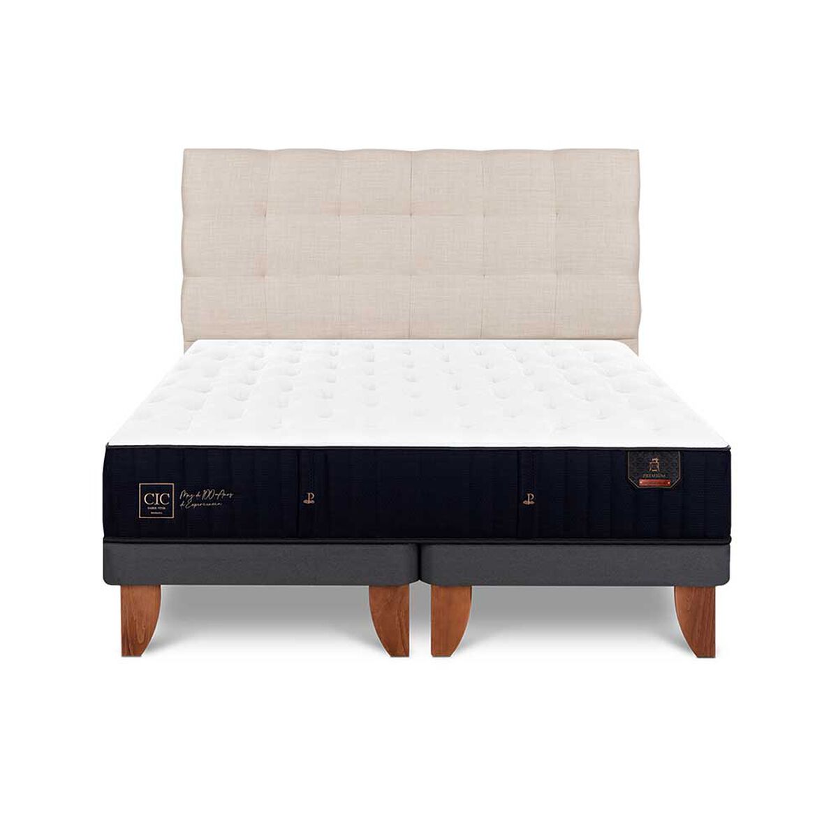 Cama Europea CIC Base Dividida King Premium + Respaldo Ebro