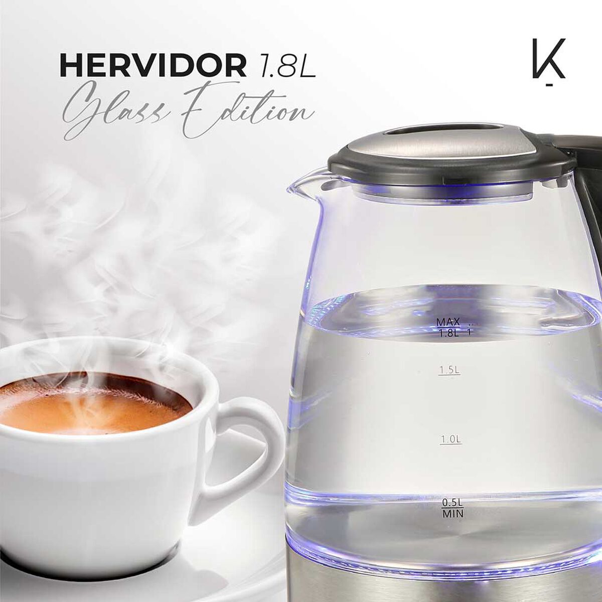 Hervidor El&eacute;ctrico Kitchen-it Glass Edition 1,8 lts.