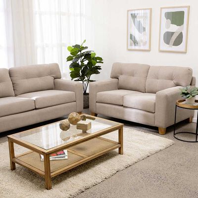 Imagen 2 del producto Juego de Living Almore Niza Tela Sofá 3 Cuerpos + Sofá 2 Cuerpos Beige