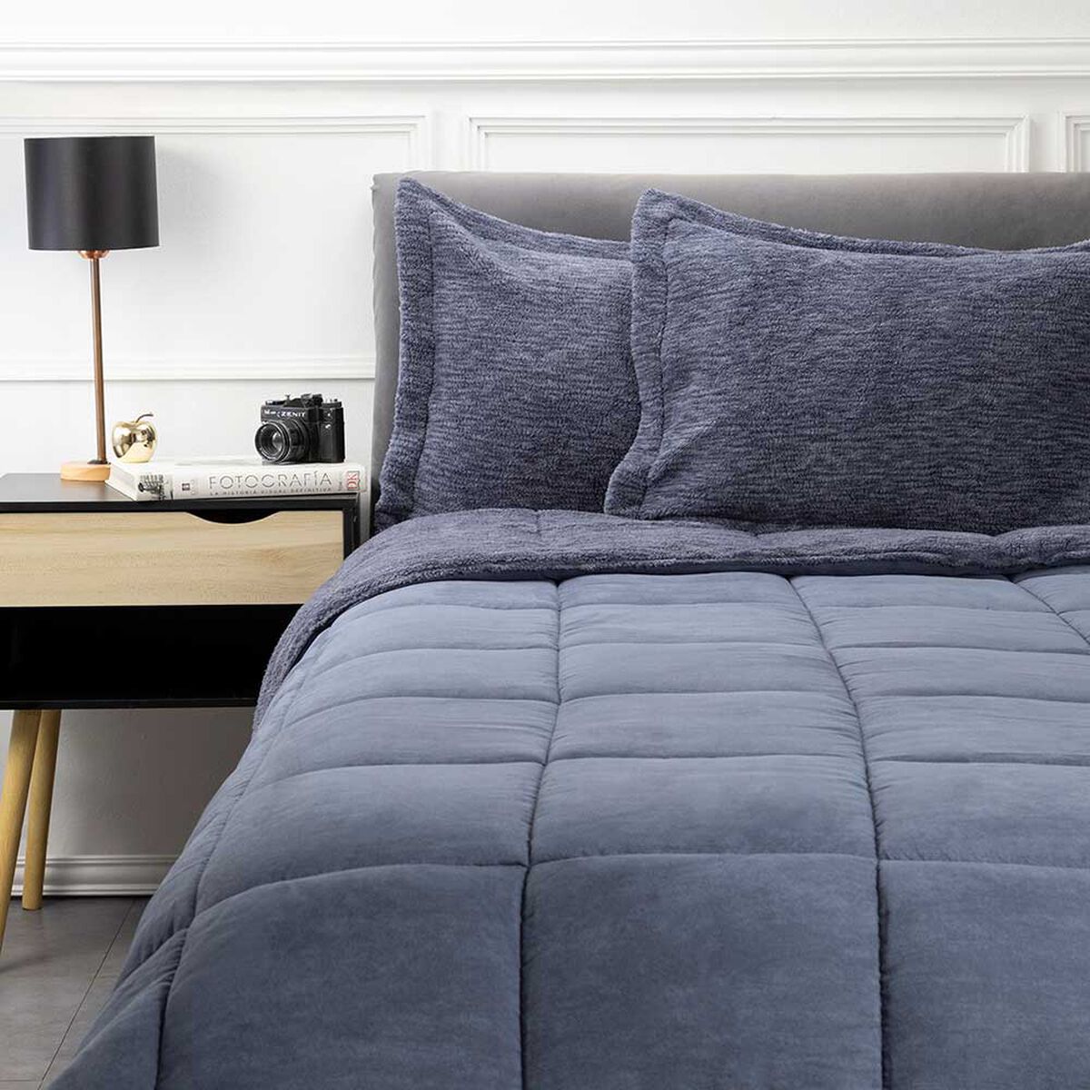 Plumón Melange Suede Zibel King Azul