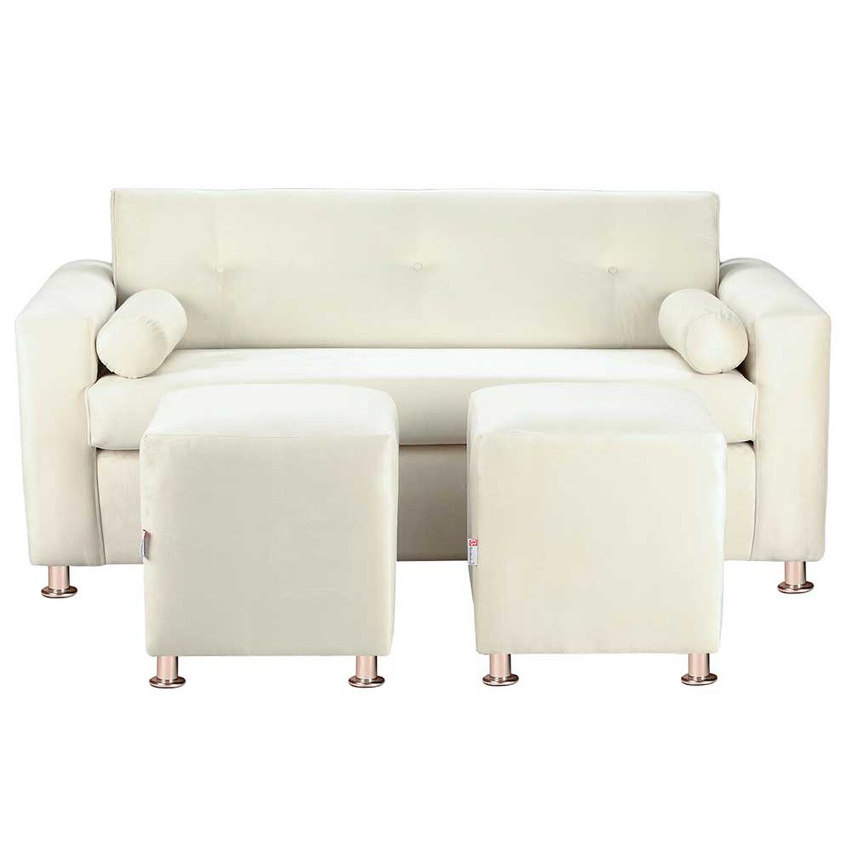 Juego de Living Bodevir Vivo Felpa 12 Sof&aacute; 3 Cuerpos + Dos Pouf 1 Cuerpo Crudo&nbsp;