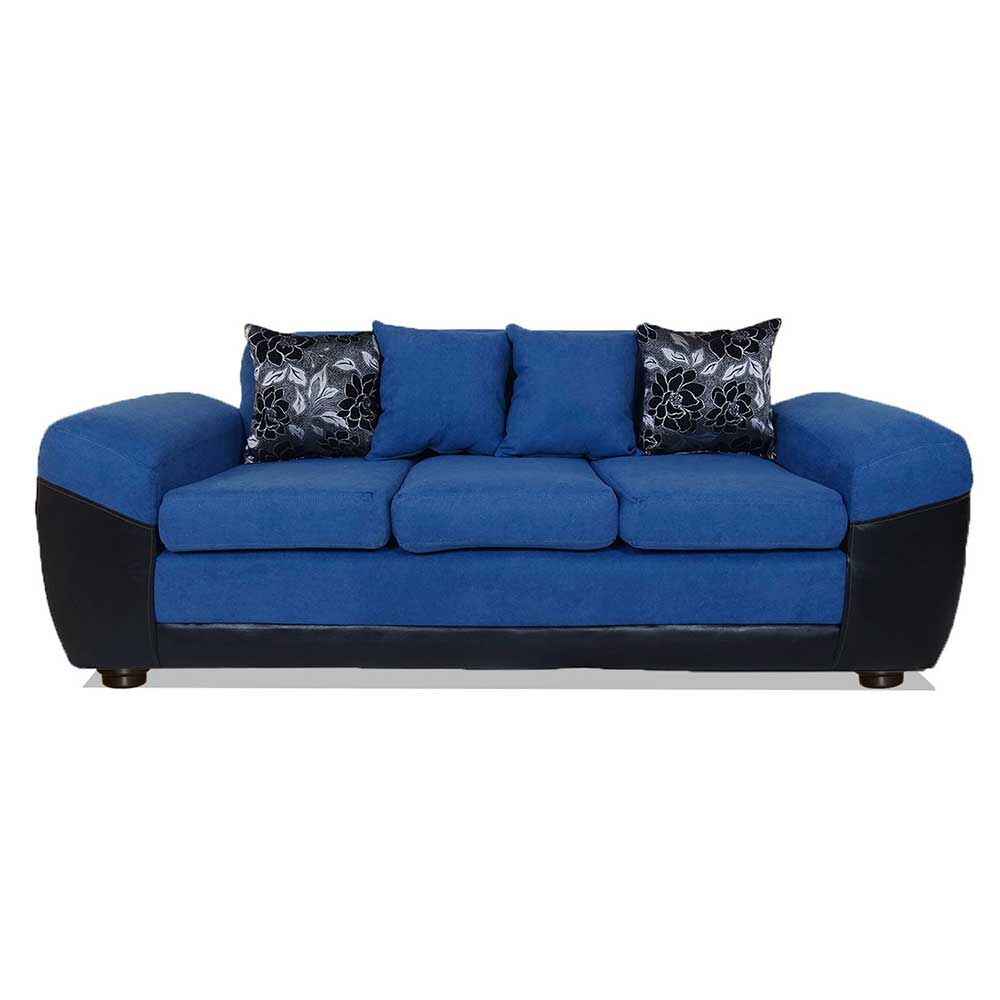 Sofá Elegant Detail Houston 3 Cuerpos Negro Azul