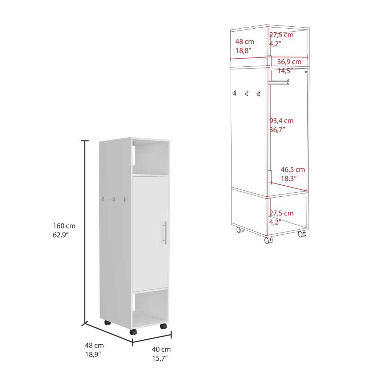Clóset TuHome Custer con Espejo 1 Puerta Blanco