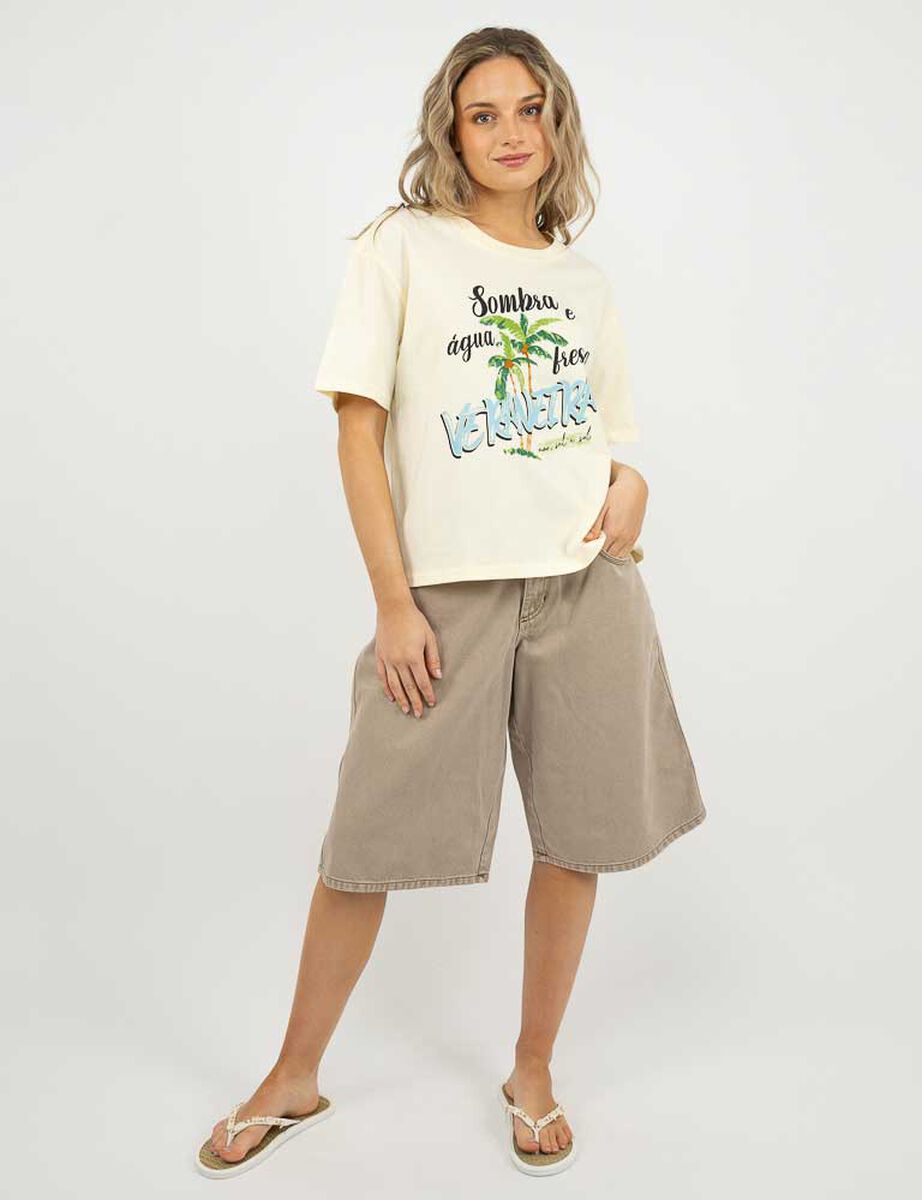 Polera Con Estampado Manga Corta Mujer Icono