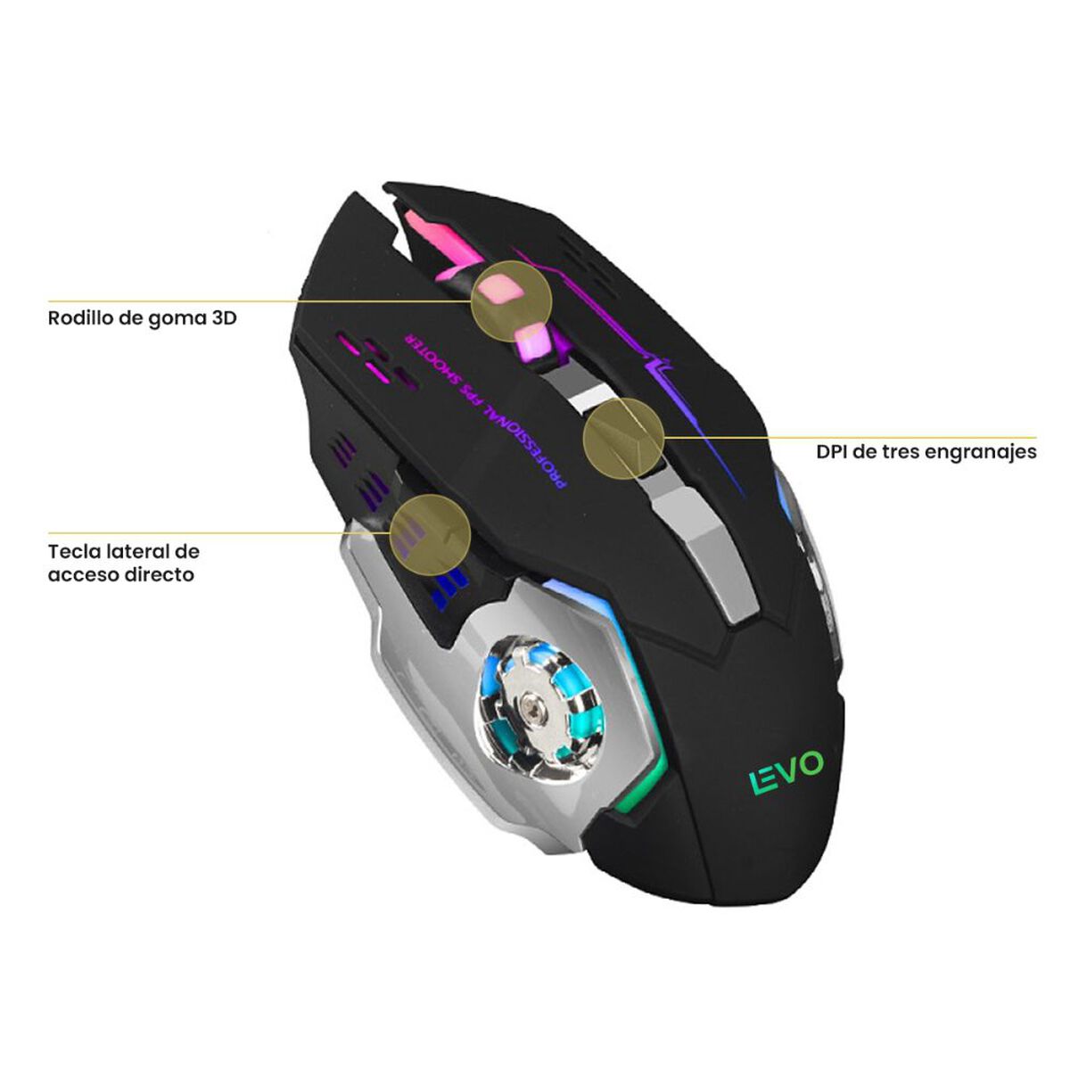 Mouse Gamer Levo USB Negro