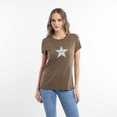 Polera Con Estampado Manga Corta Mujer Soviet