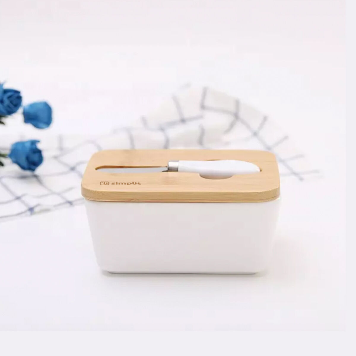 Pack Simplit Mantequillero + Cuchillo + Panera Metálica Blanco