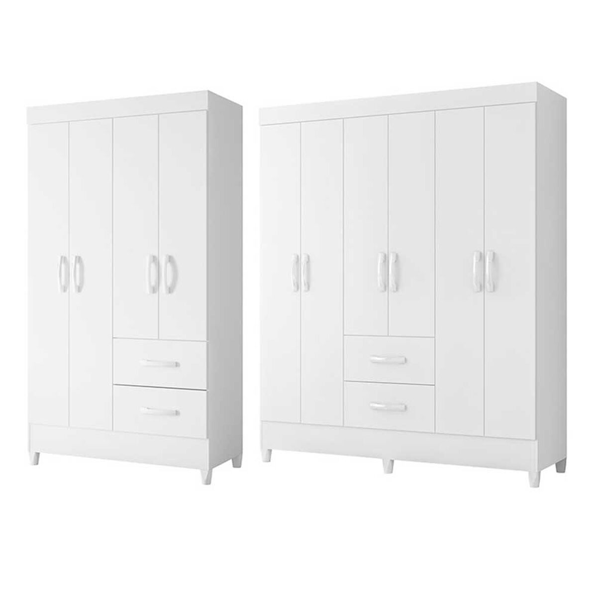 Combo 2 Cl&oacute;set Vekkahome Mobi 6 Puertas 2 Cajones Blanco